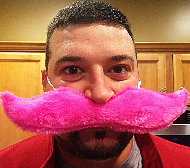 Joe Andruzzi wears pink mustache for movember - Joe Andruzzi Foundation